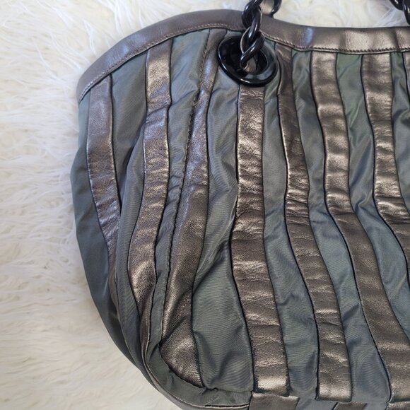 Prada Shoulder Tote Bag Leather Fabric Brown Gray - Picture 13 of 16